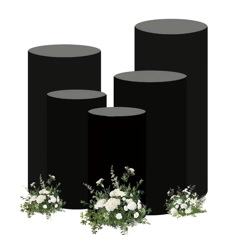 فقط غطاء 5 قطعة/المجموعة اسطوانة الركيزة حامل يغطي مرنة اسطوانة عمود الحلوى حامل القماش يغطي لحفل الزفاف #1