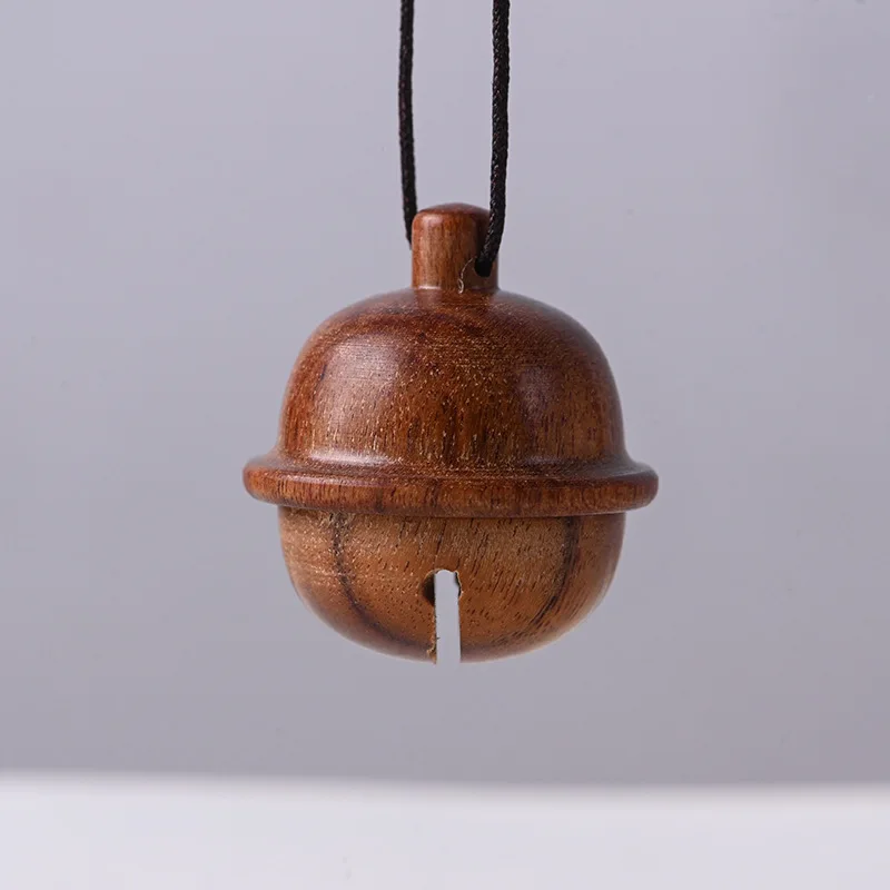 5PCS Mini Rosewood Carved Small Bell Pendant DIY Key Chain Necklace Ornament Personalized Wooden gifts