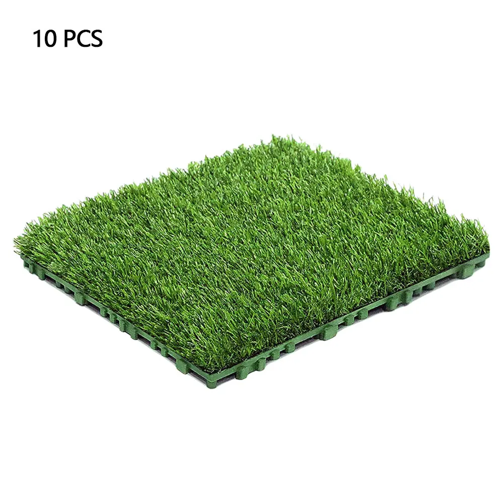10 Pcs 12 Inchx12 Inch Square Artificial Grass Mat Interlocking Fake Grass Deck Turf Tiles Turf Mat Grass Rug for Indoor Outdoor