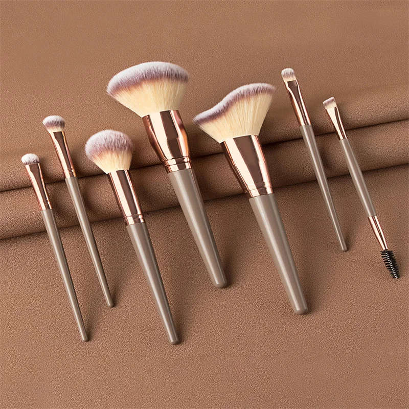 7 pcs/Set Bicolor gradient good resiliense fiber wool metal ferrule easy to clean face makeup brush kit with bag