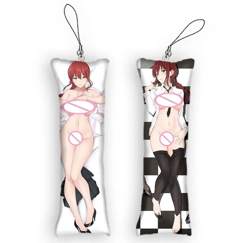 4x12cmMini Dakimakura Anime Chainsaw Man Makima Double-Sided Printed Small Pillow Pendant Bag Ornament Cute Cartoon Keychain