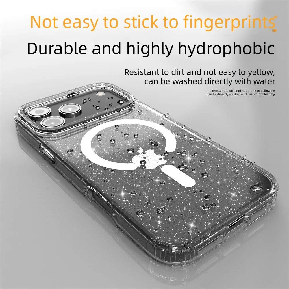 Transparente Glitzer-Symmetrie für Magsafe Magnetische Hülle für iPhone 18 Pro Max 17 Air16 15 14 13 Sturzsichere Ott-Box Panzerhülle – Detail 4