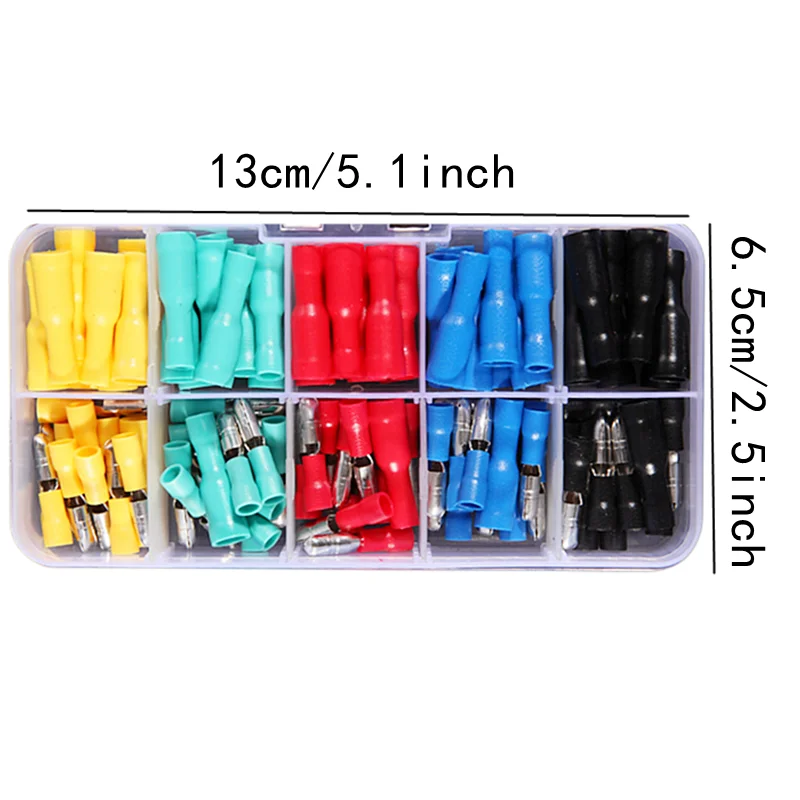 100 Pcs Box-Packed Bullet Type Insulation Crimp Terminal+4 and 1 Multifunctional Pliers,Electrical Wire Splicing Connectors