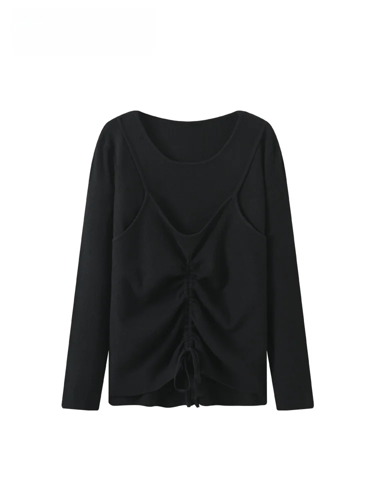 

Вязаный длинный повседневный свитер больших размеров для женщин, осень-зима, новый утягивающий модный удобный свитер из двух предметов...