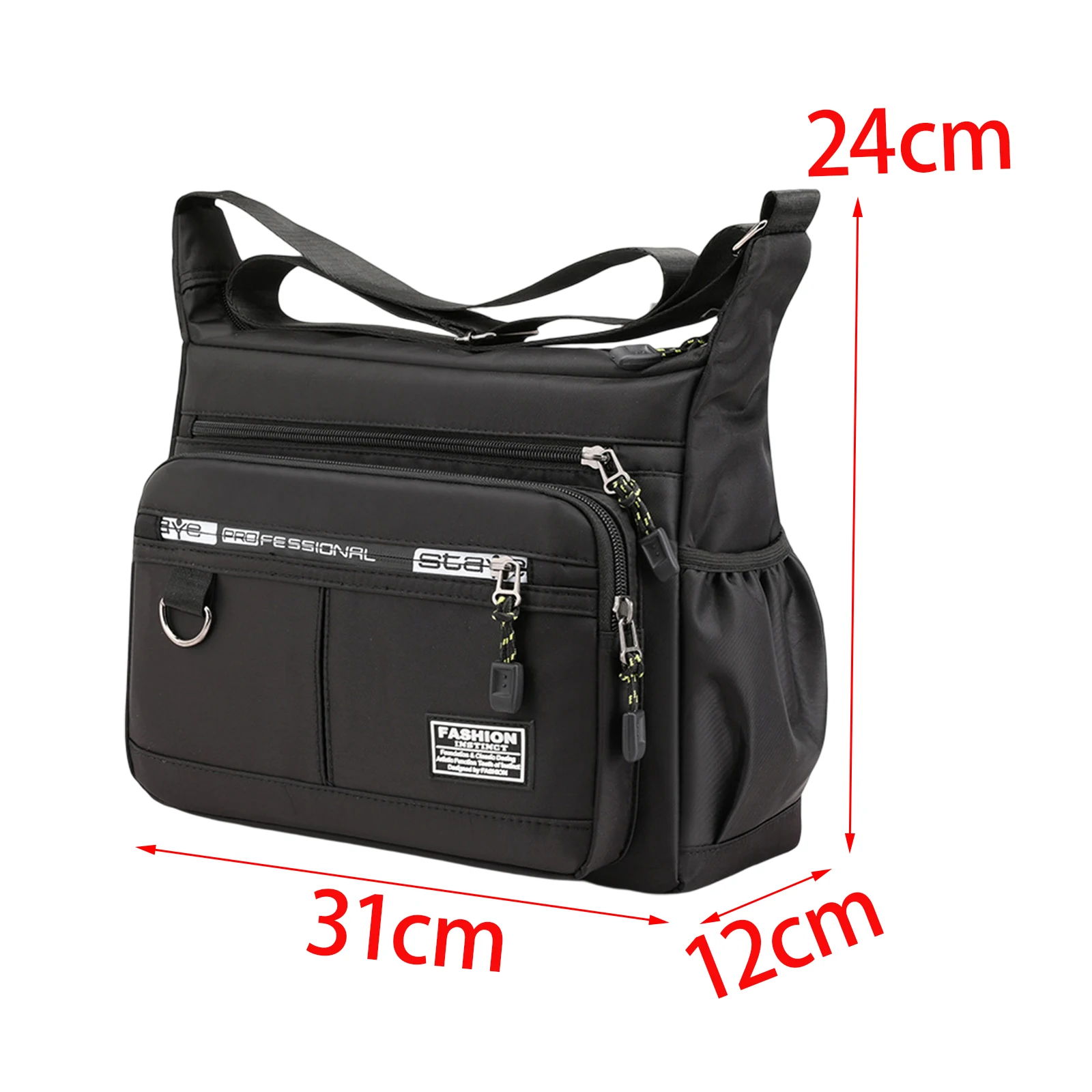 Bolsa de ombro masculina de várias camadas, com zíper de grande capacidade, oxford, casual tiracolo, bolsa luxuosa para viagem, bolsa de compras