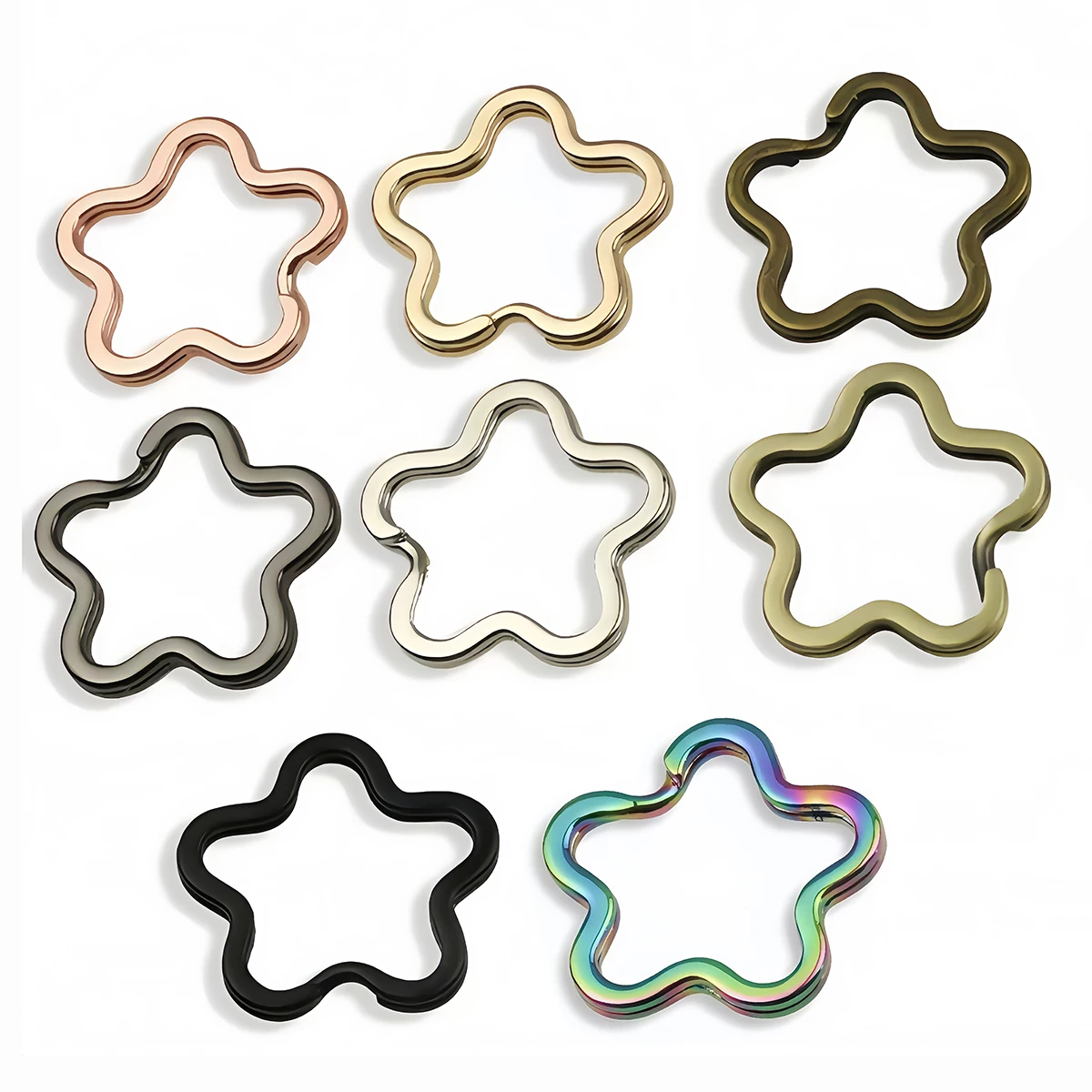 1-5PCS Breloki do kluczy w kształcie gwiazdy Metalowy brelok do kluczy Płaska linia Dzielony brelok do kluczy do tworzenia biżuterii Brelok do kluczy Akcesoria