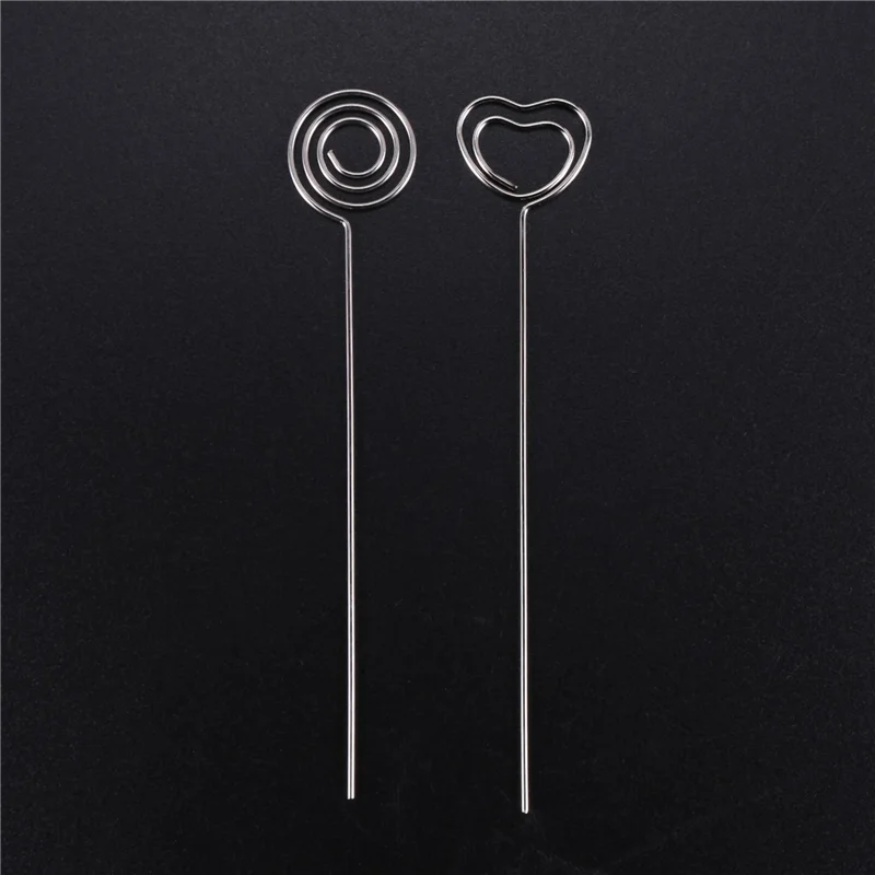 

300 Pieces Metal Wires Memo Clip Note Card Holders Table Number Clip Photo Stand For Wedding Party Cake Decor, Silvery