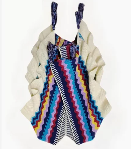 Inspired autumn winter multi-color fringed kintted cardigan women open stitch tassels ruffled warm cardigan top