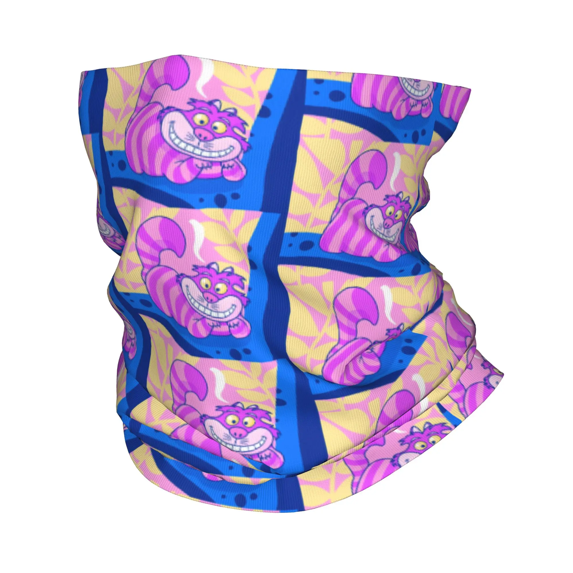 

Многофункциональный шарф-бандана/балаклава с мультяшным изображением Чеширского кота для мужчин и женщин, для катания на лыжах и бега, согревающий шарф-воротник в стиле комиксов