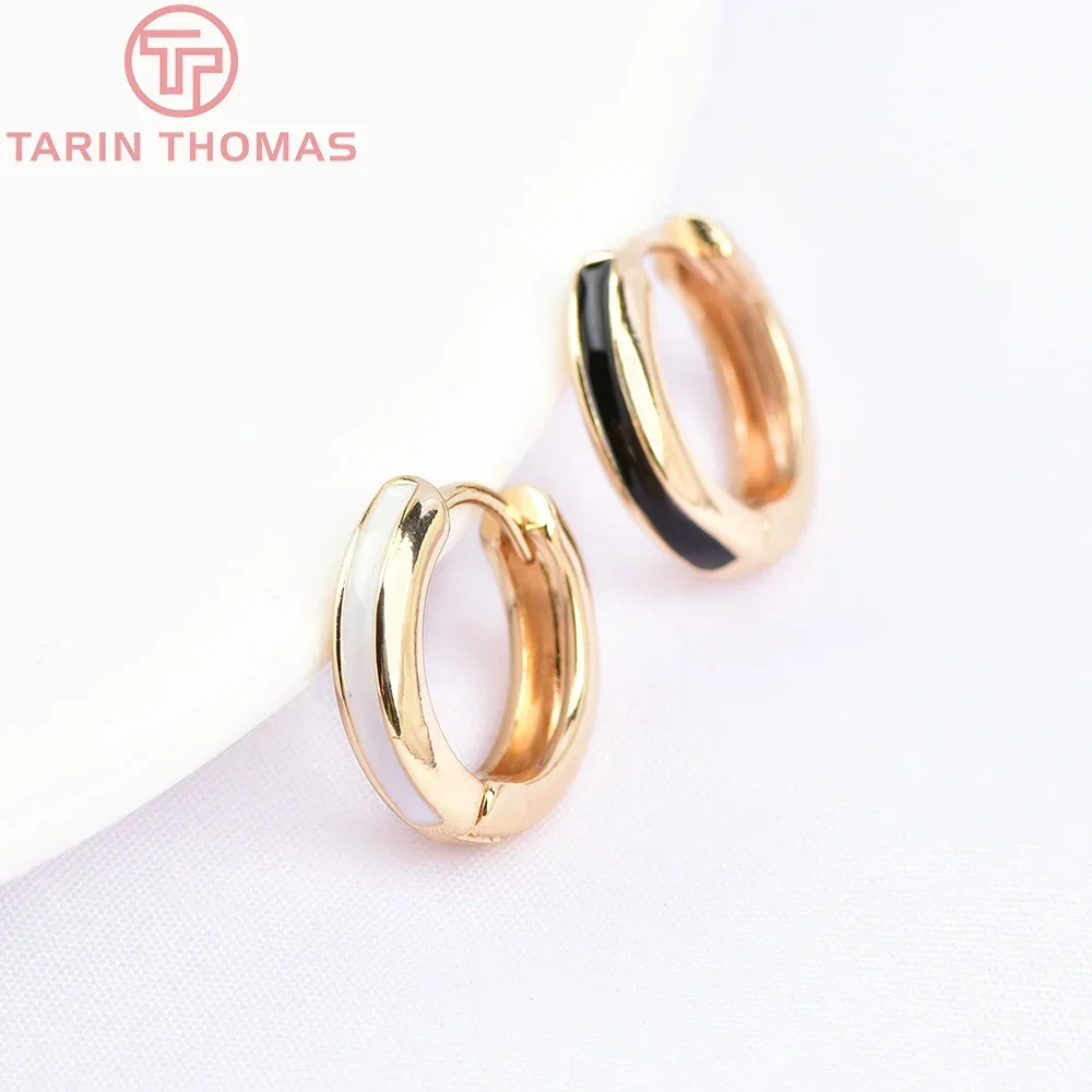 (5903)4PCS 14x13MM 24k Gold Color Brass Round Earrings Hoop DIY High Quality Jewelry Making Findings Accessories Wholesale