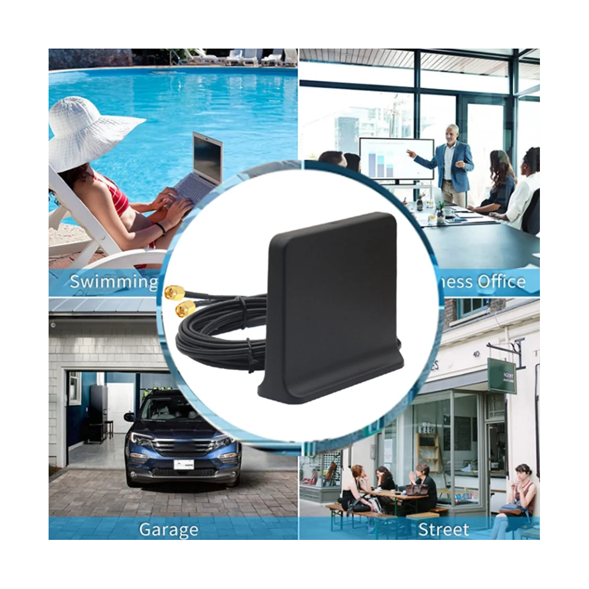 Antenne WiFi externe à gain élevé, amplificateur de signal, 5G, 4G, 3G, 101Mimo aérien, 12Dbi, 600-6000Mhz, Omni, SMA mâle noir