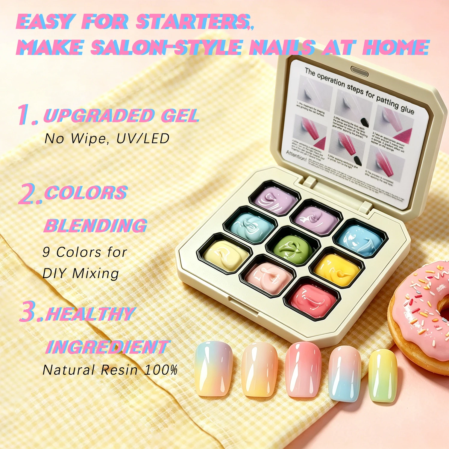 Sponge Pat Paint Nail Gel, Ombre Nails Gradient Gel Nail Blush Blooming Aura Nails Drawing Stripper Floral Painting DIY Nail Art
