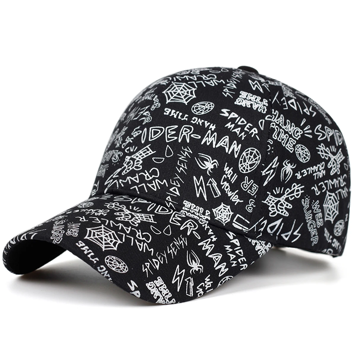 Unisex Spider Graffiti Print Baseball Caps Spring Autumn Outdoor Adjustable Casual Hats Sunscreen Hat