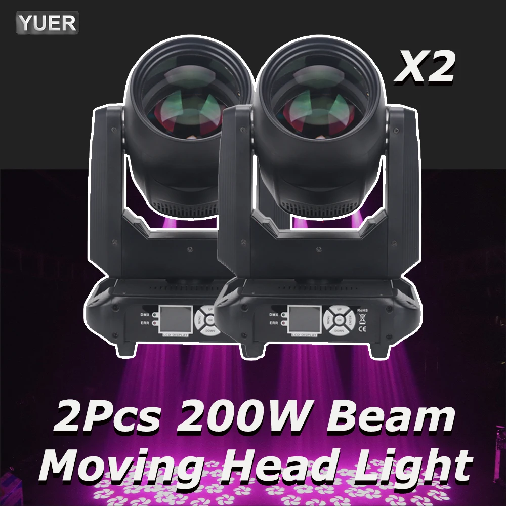 2Pcs/lot YUER 200W LED Moving Head Light  Beam Spot 18 Rotating Prisms Dj Dmx Stage Light Effect Light Disco Dj Bar Wedding Club