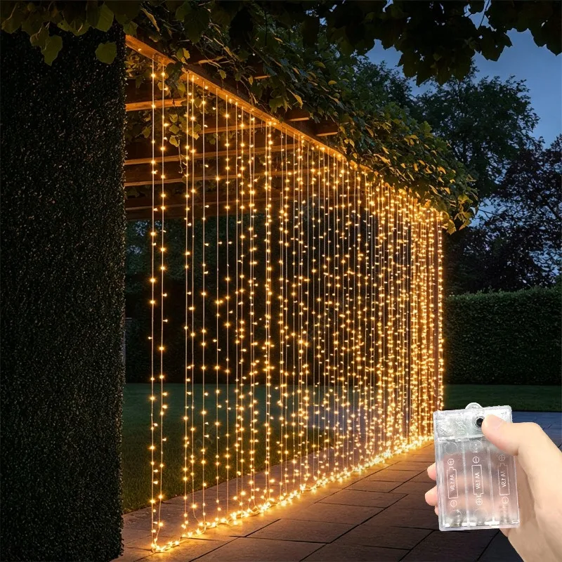1pc LED Battery Operated  6/3M Curtain String Fairy Lights Christmas Garland Lamp for Party Home Wedding Decoration