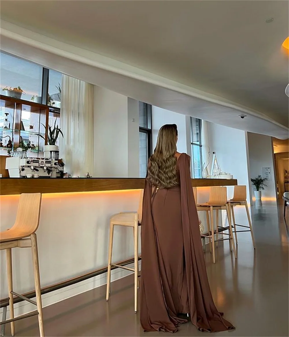 Brown Prom Dress Mermaid Cloak Dubai Saudi Arabia Evening Dress فساتين السهرة Formal Occasions Wedding Party Dress 2024