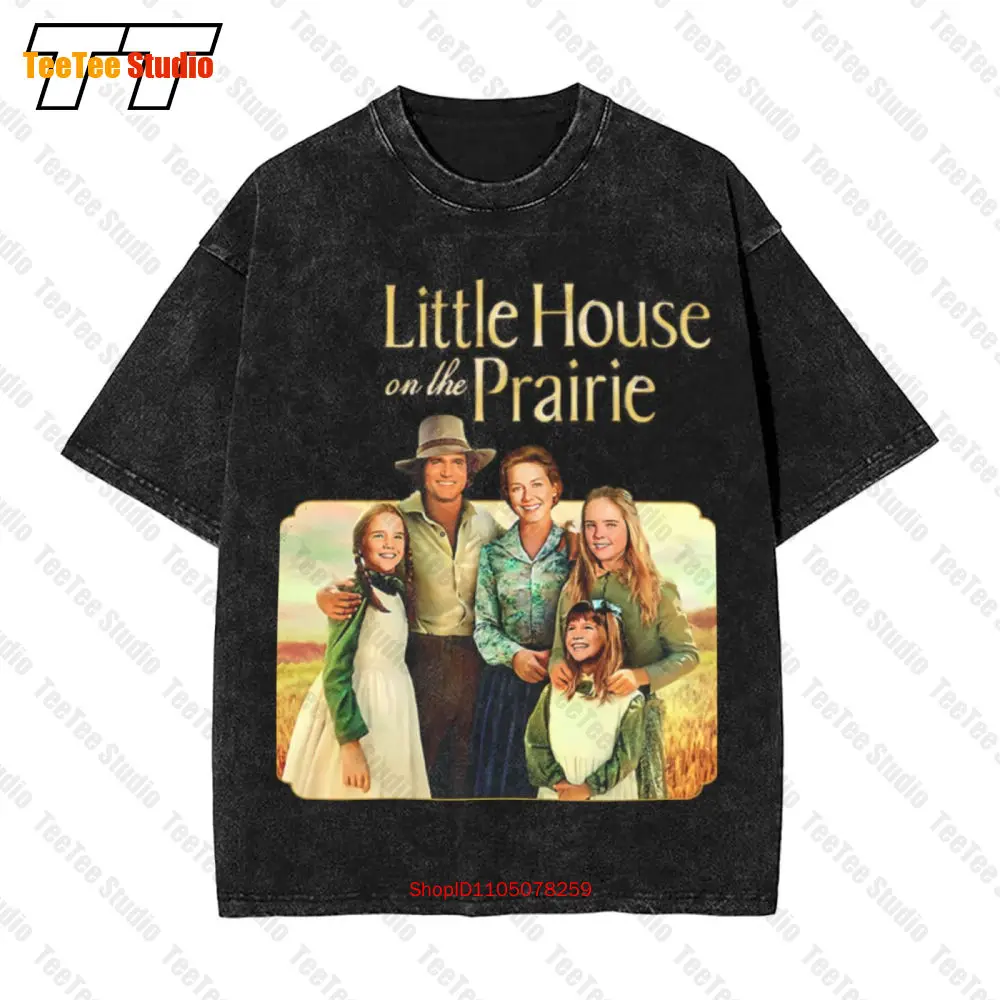 تي شيرت Little House On The Prairie Tv Series Logo Vintage كبير الحجم W2GJ