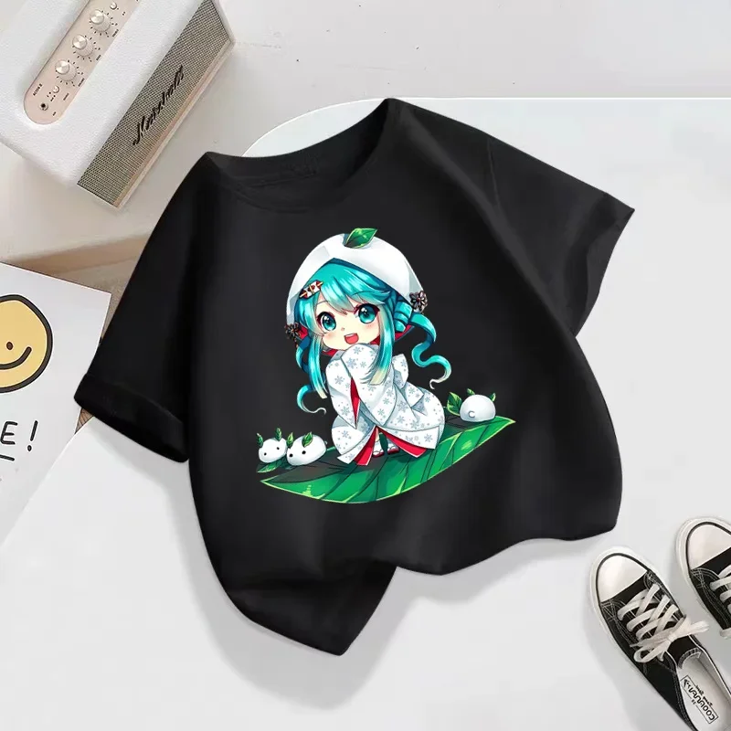 Hatsune Miku T-Shirt manica corta Set T-Shirt per bambini vestiti Harajuku Boy Girls Tshirt Hip Hop Tees All Match Trendy Street Style