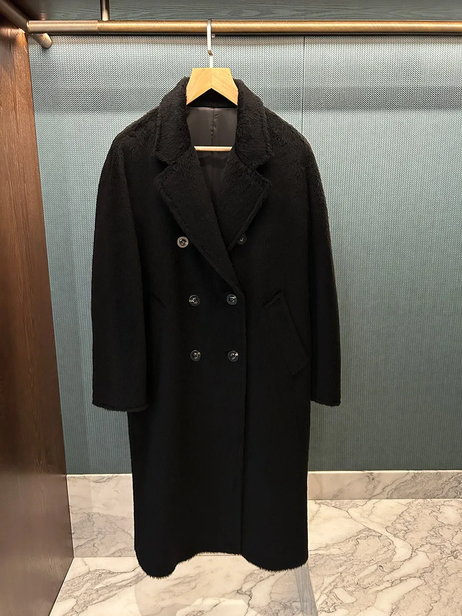 معطف طويل من صوف الألبكة متوسط الطول #5