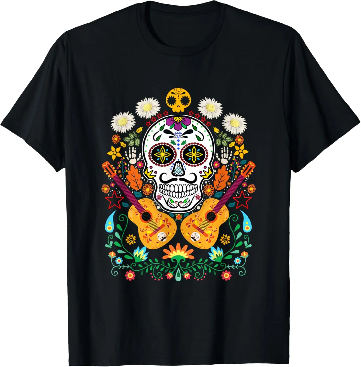 

Flower Guitar Skull Day of the Dead T-Shirt Gifts Mariachi T-Shirt