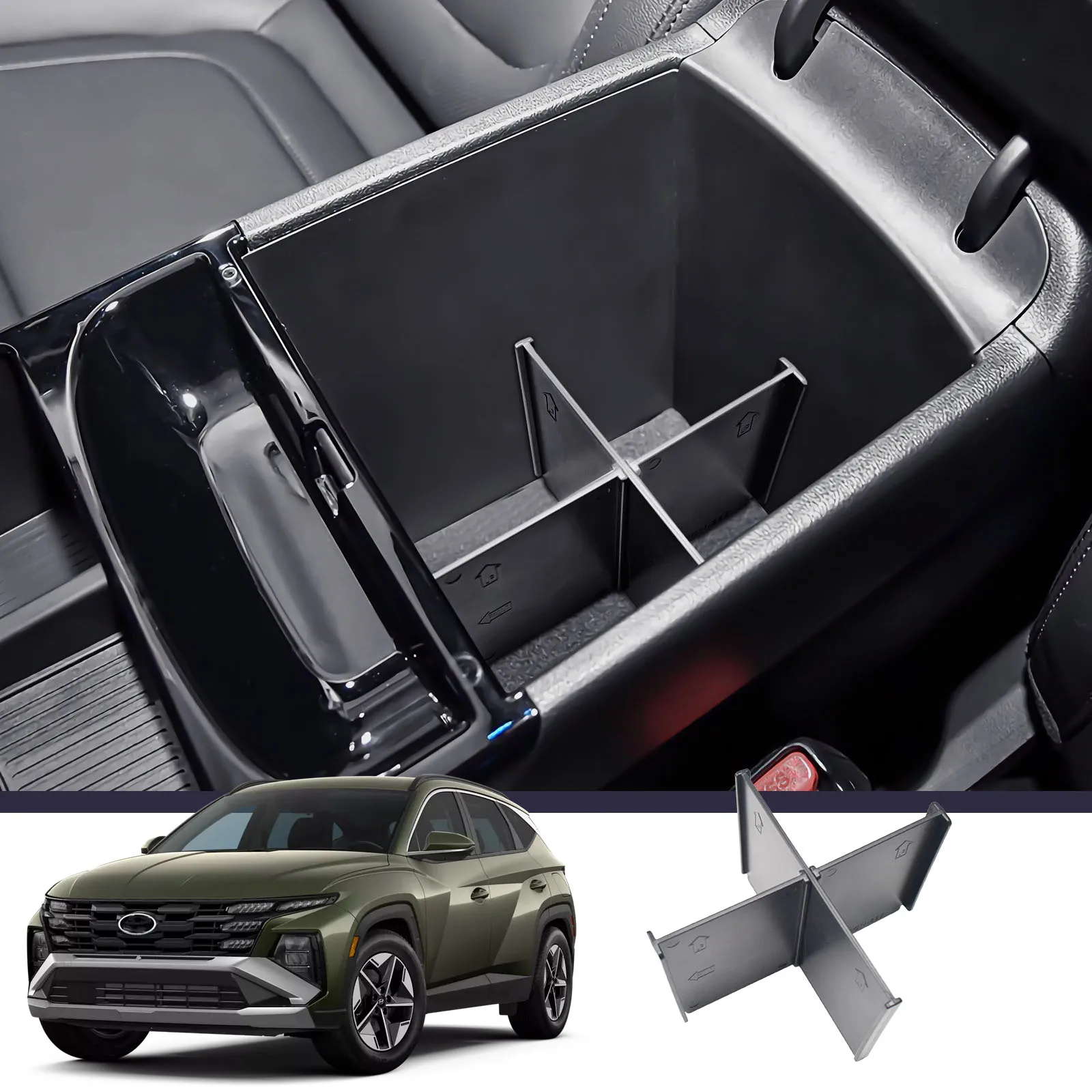 

Center Console Organizer Tray for 2025 Hyundai Tucson Armrest Storage Dividers Interior Center Console Dividers Car Accessories