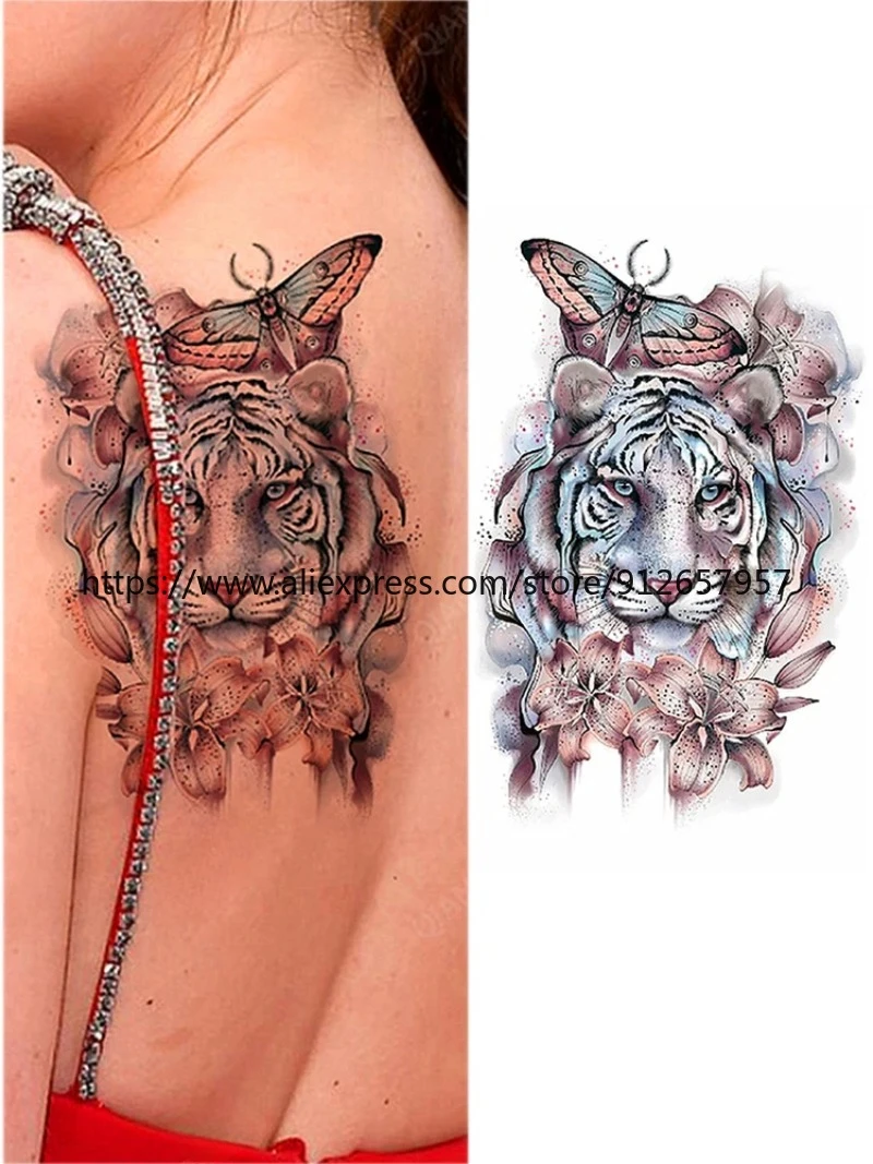 Tatouage Autocollant Temporaire Étanche, Faux Tatouages, Dragon, Tigre, Crâne, Pluie, Fleur, Papillon, Corps, Vente en Gros, 100x