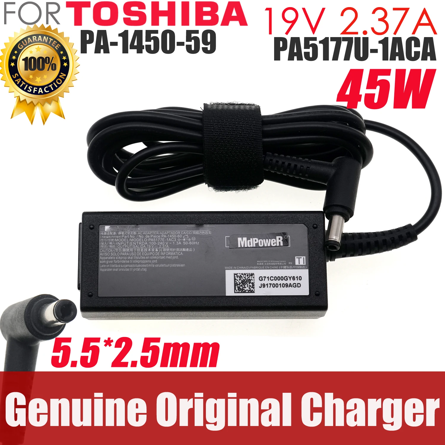 

For TOSHIBA 19V 2.37A PA5177U-1ACA laptop power AC adapter charger PA3822E-1AC3 PA3822U-1ACA Z830 Z930 Z30 Z40 5.5*2.5MM