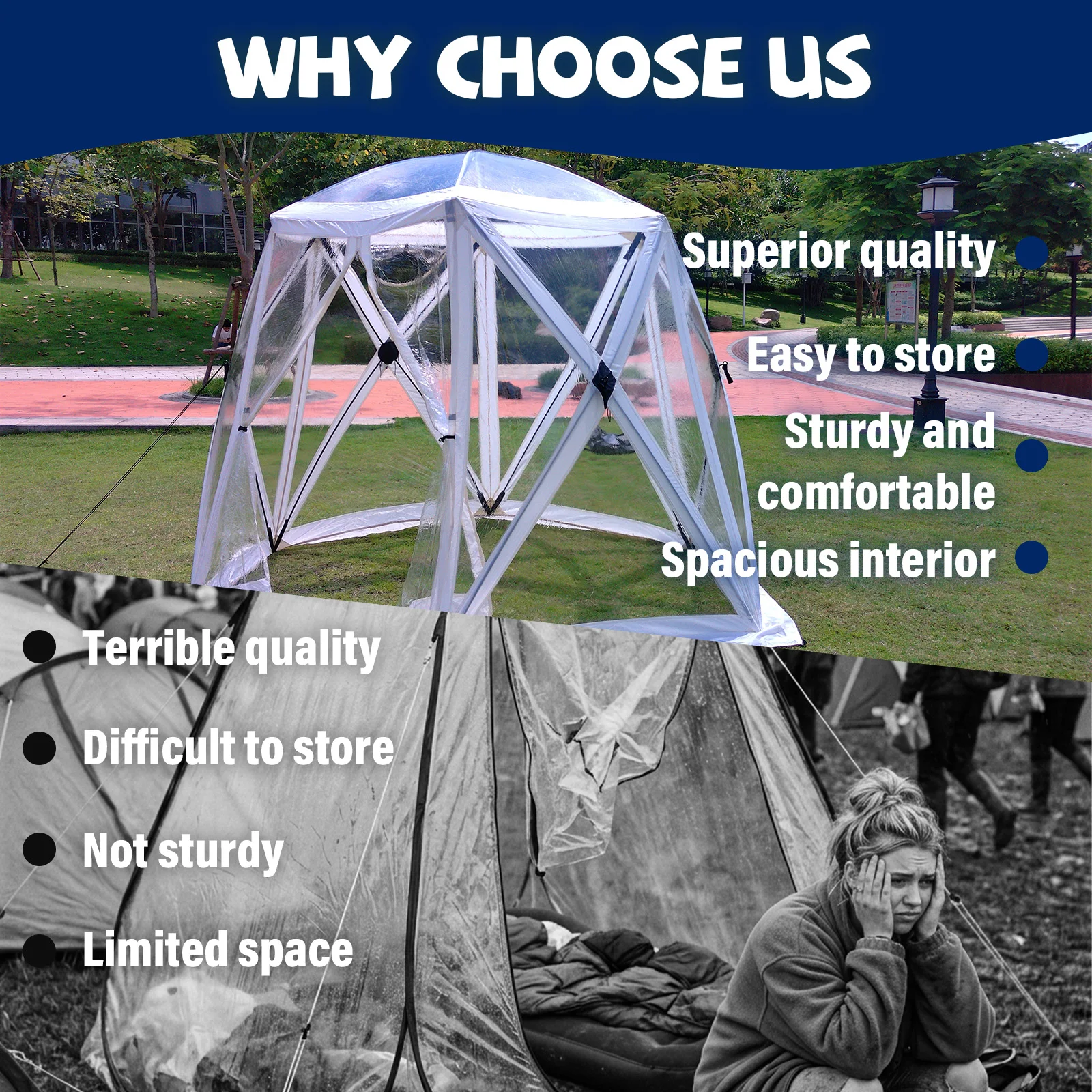 Hubble Transparent Dome Tent Clear Panel Spacious Portable for Camping Backyard Outdoor Relax