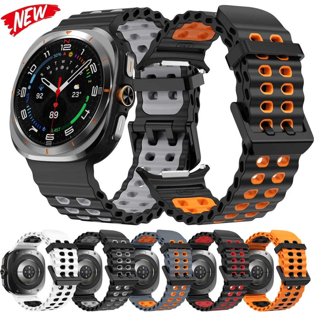 

Ocean Silicone Strap for Samsung Galaxy Watch Ultra 47mm Two-tone Sports Bracelet Wristband Galaxy Watch Ultra 2025 47mm Correa