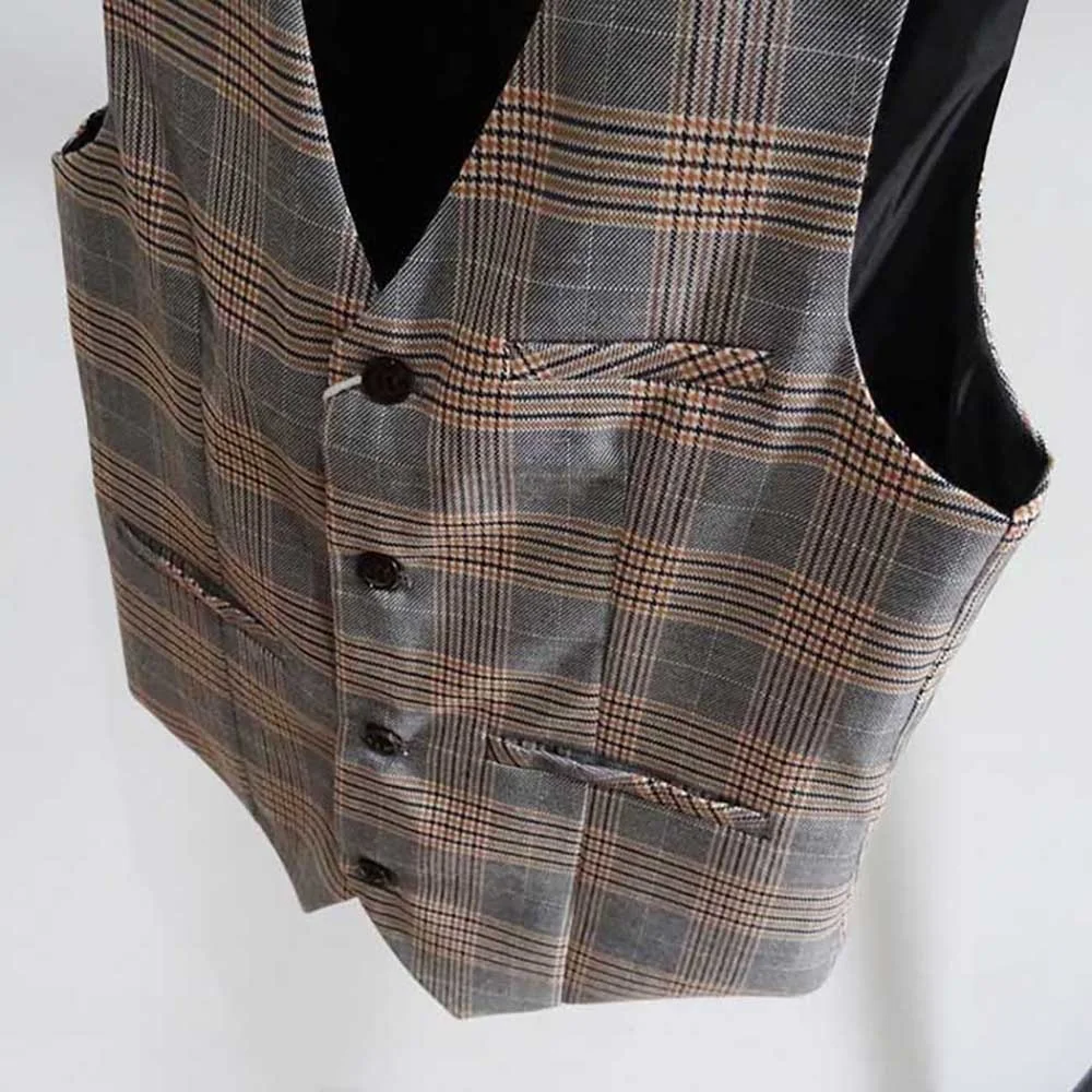 Gilet slim à carreaux pour hommes, glaçure trempée, version coréenne, style rétro britannique, robe d'affaires décontractée, vêtements de mode pour jeunes