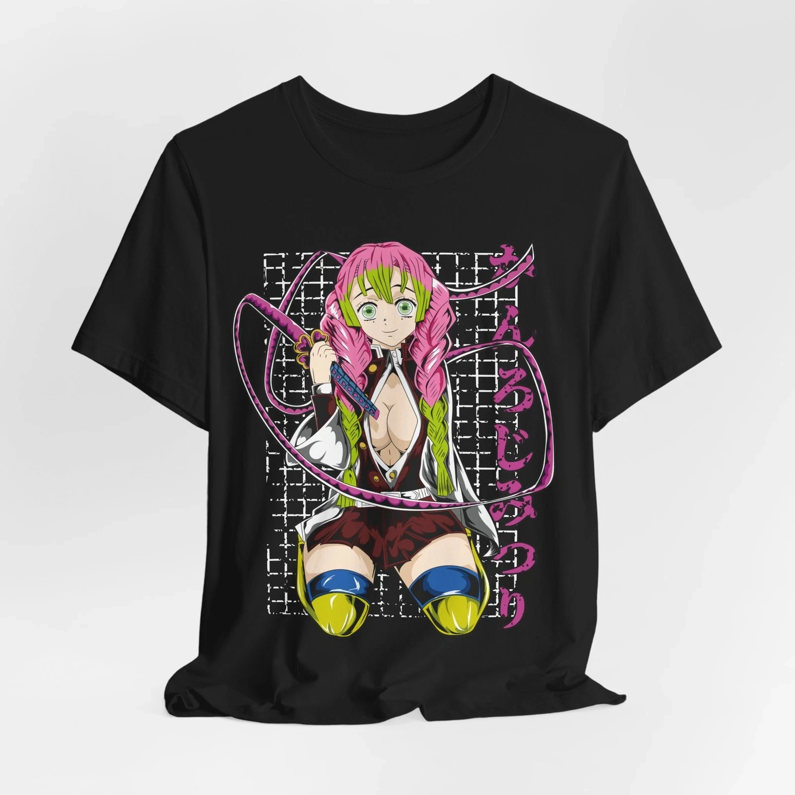 Camiseta gráfica de anime Mitsuri de verano, camiseta unisex, camiseta de anime japonés para hombre, cuello redondo, manga corta
