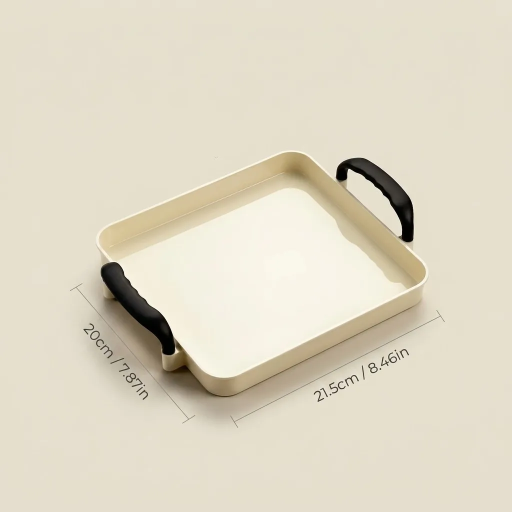 Transparante plastic opbergbak met handvat, geschikt voor het serveren van eten, ontbijt, thee en koffie, decoratieve bakken, opbergorganizer voor thuis en in de keuken.