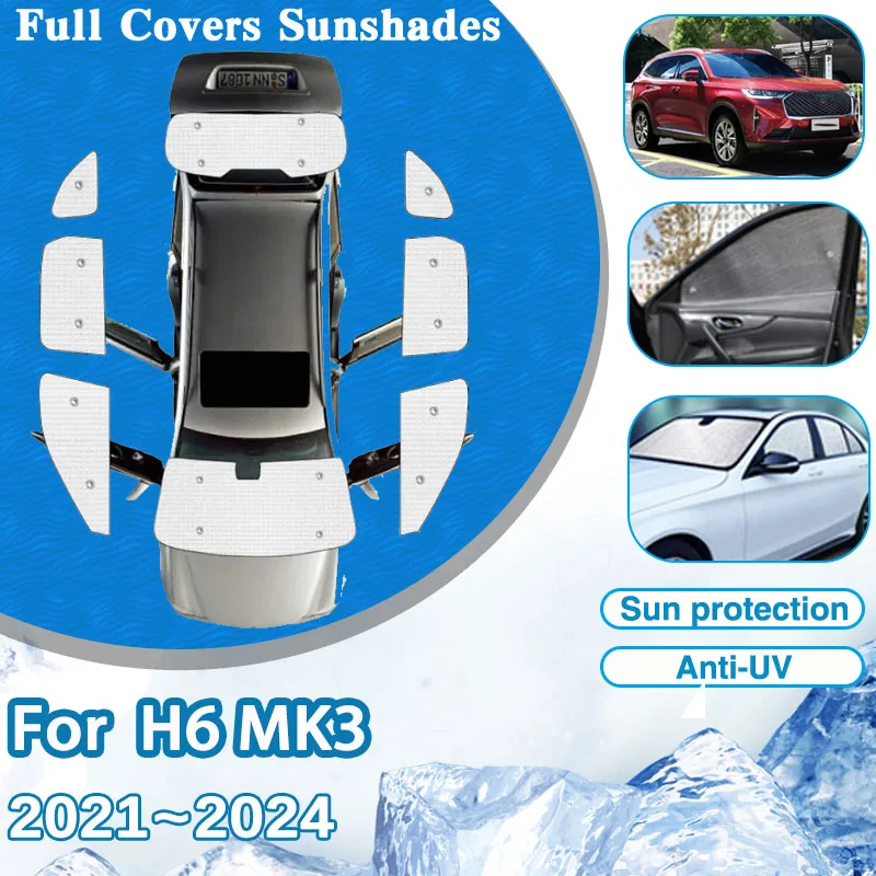 

For GWM Haval H6 3rd Gen MK3 2021~2024 2023 2022 Car Full Sun Visor Rear Window Cover Windshield Mat Sunshades Auto Accessories