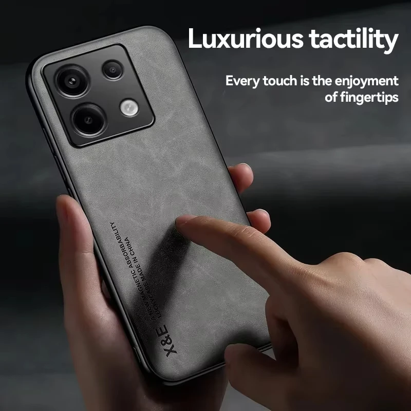 

Luxury Leather Case For Redmi Note k60 K60E K50 K40 10C 11 10 9 9S 8 A1 Pro Plus Ultra Cover With Metal Plate Support Car Hold