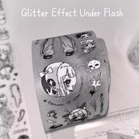 Japanese JK Girl Alien Study Club Black & White Sticker DIY Deco Card Journal Scrapbooking Photo Card Phone Case Collage Supply 5