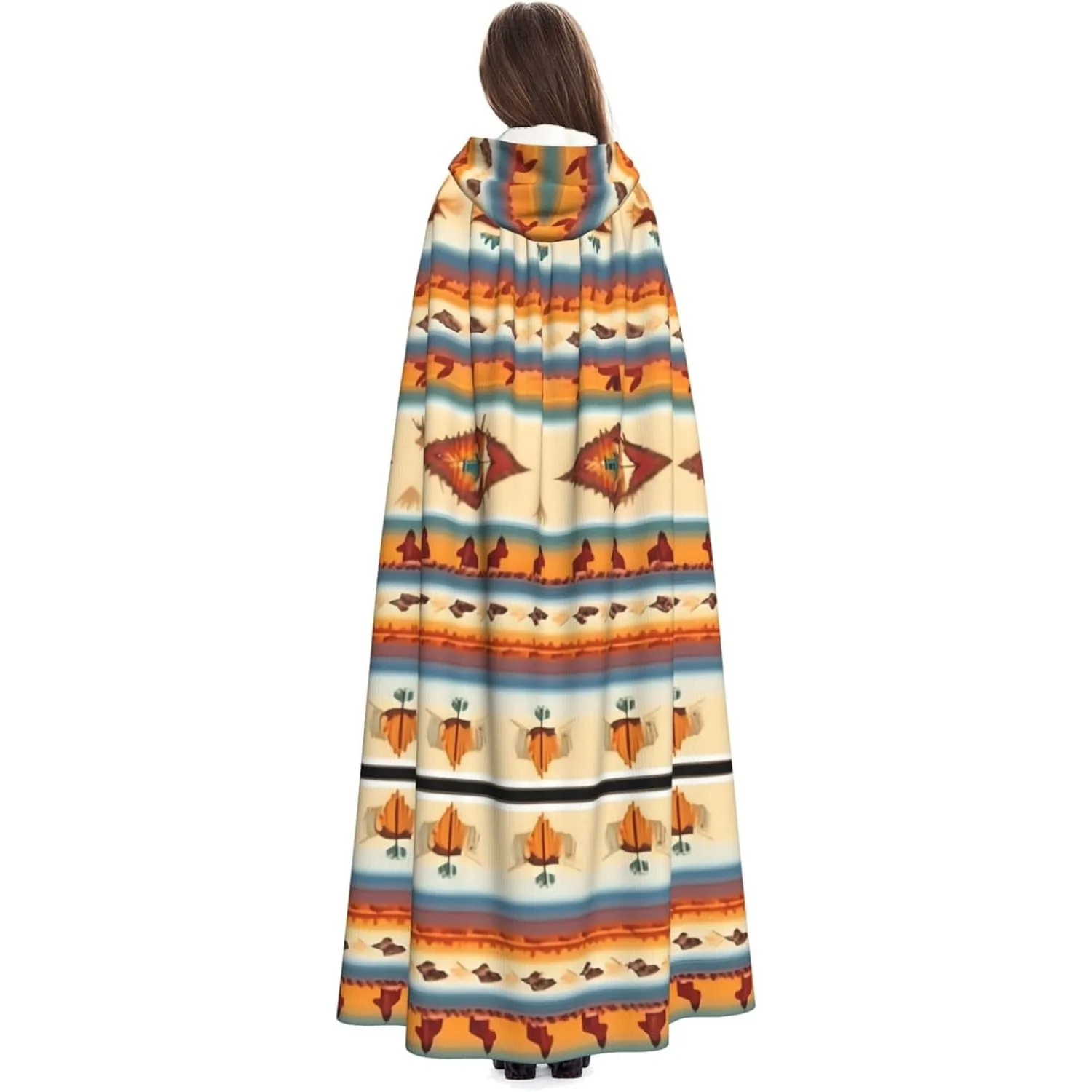 

Накидка с капюшоном для взрослых с принтом индейцев, карнавальная фестивальная накидка, халат для косплея, костюм для вечеринки, готический карнавал