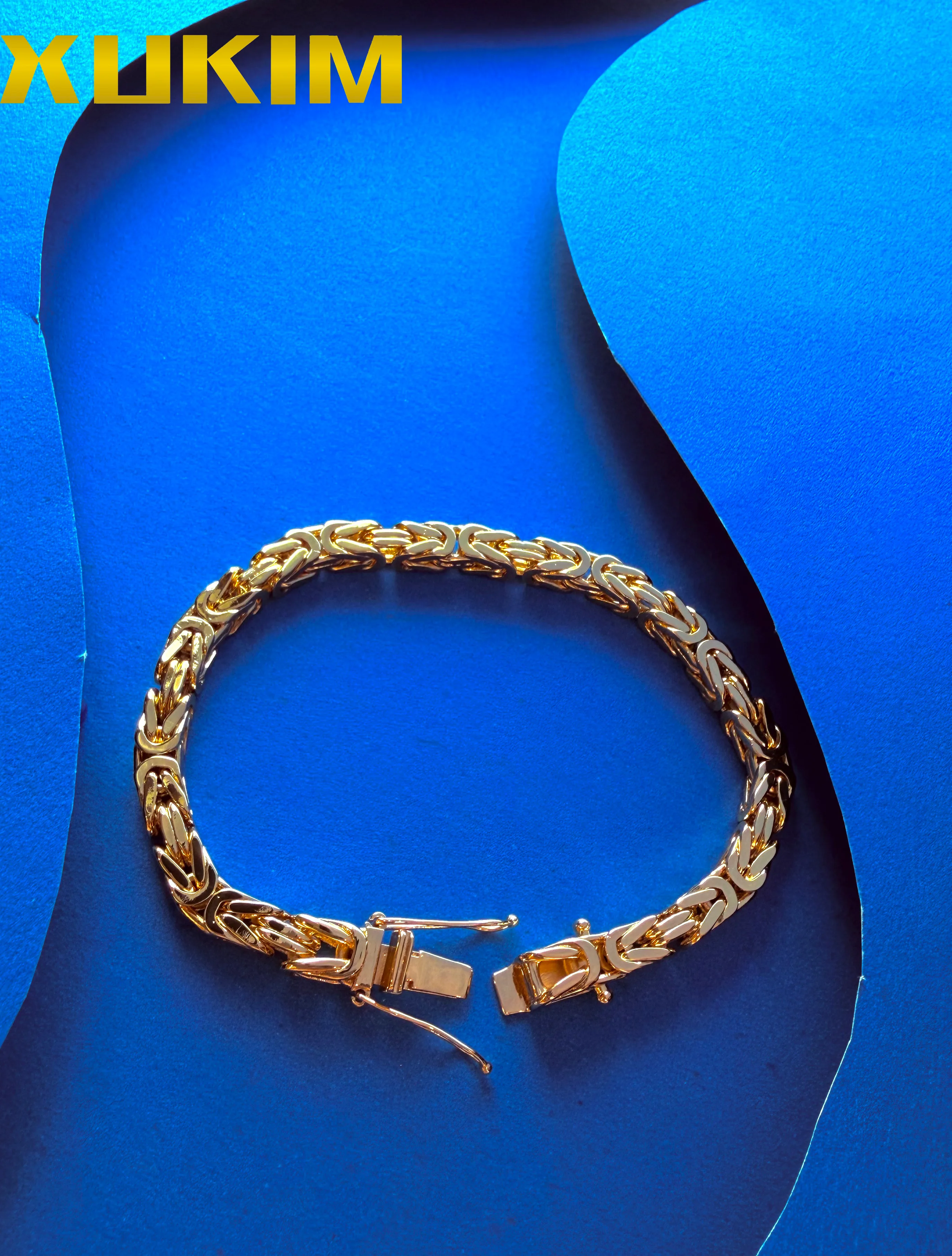 

Xukim Jewelry Gold Byzatine Chain kejsarlänk kejsarlank kejsarlånk Gold Silver Byzantine 6MM Chain Bracelet Necklace