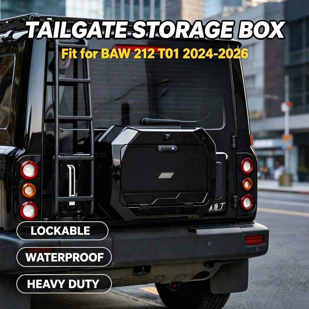 Car Rear Door Spare Tire Storage Bag for BAW 212 T01 ABS Large Capacity Off-Road 4x4 Tailgate Backpack Tool Box Accessories