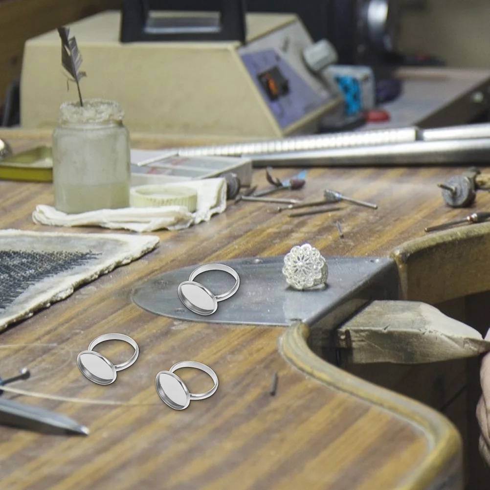 10 قطعة من الفولاذ المقاوم للصدأ قاعدة حلقية قابلة للتعديل أداة صنع المجوهرات القوية نتائج حلقة ذاتية الصنع لصياغة تصاميم فريدة من نوعها