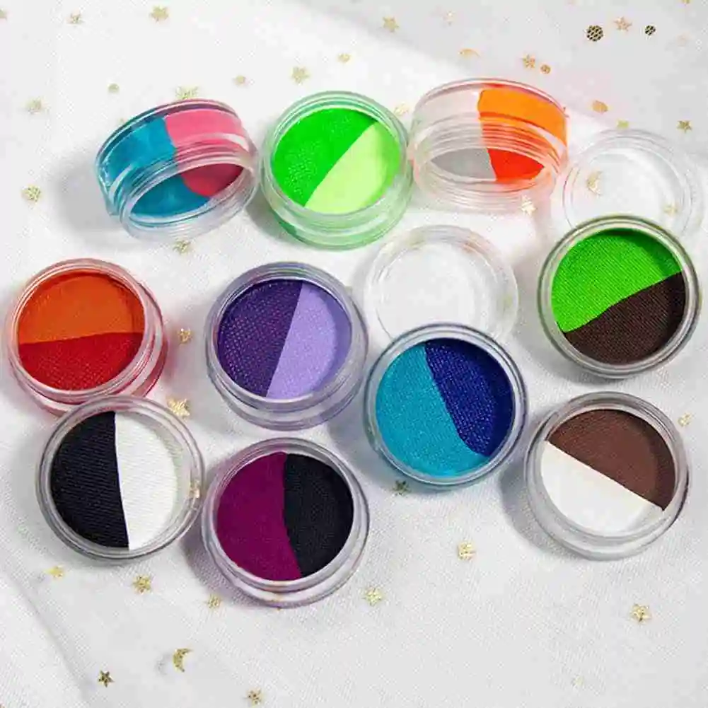 10g Face Paint Water-Based Eyeliner Split Rainbow Cake Body Painting Supplies Washable Supplies Dual Colors Activated Eyeliner