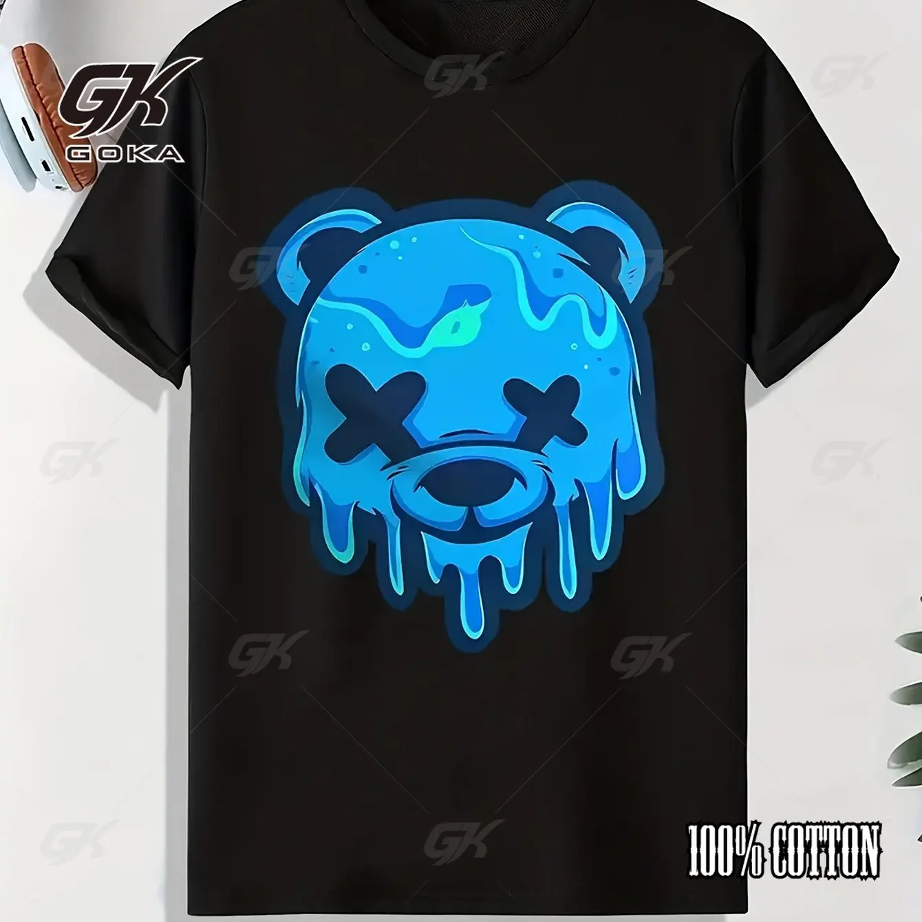 Melting Blue BearShirt Cool Graphic Design Streetwear Fashion Tees Comfortable Cotton Casual Wear Trendy Urban Style Unique Gift