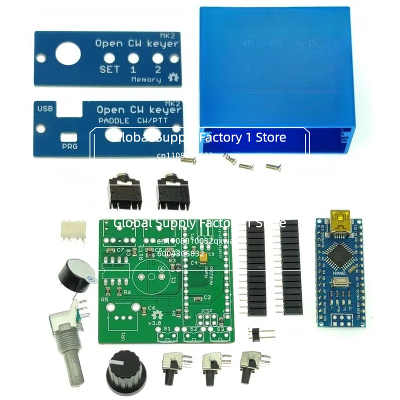 Open CW Keyer MK2 Kit with Aluminum Enclosure Morse Code Telegraph Key DIY Assembly Kit Radio Communication Accessory