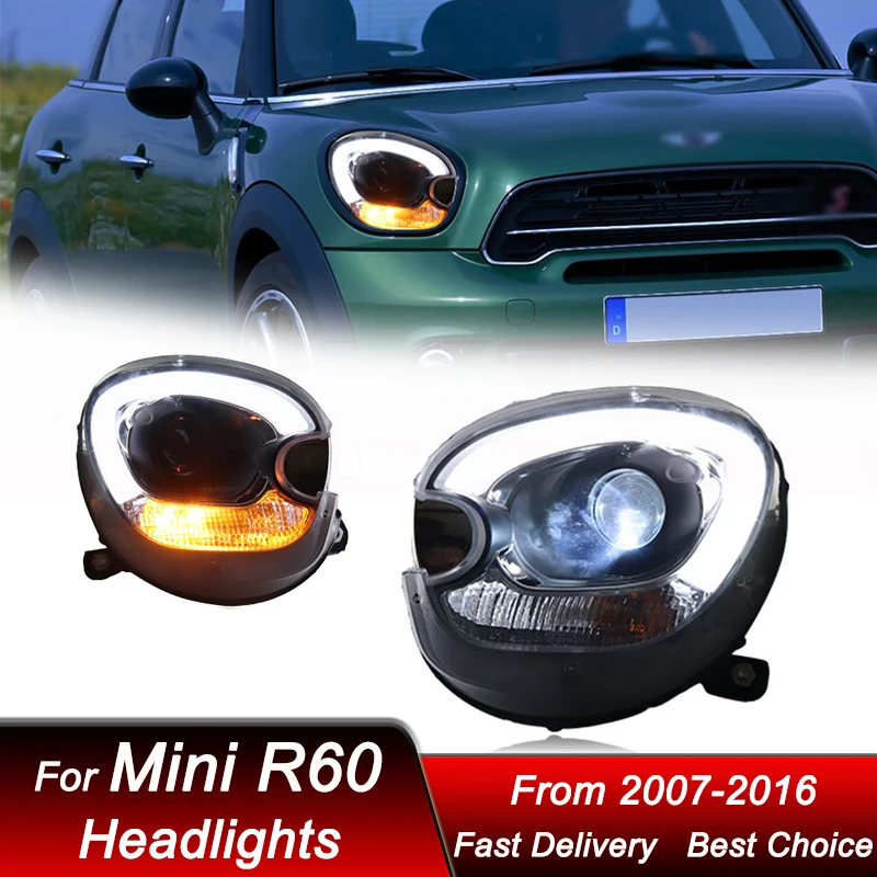 

Поп-автомобильные фары для BMW Mini R60 Countryman 2007-2016, светодиодные фары в сборе, обновление, аксессуары для линз проектора с высокой настройкой