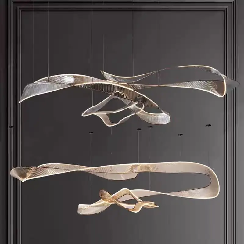 Modern banquet hall streamer chandelier hotel lobby bar reception hall acrylic decoration