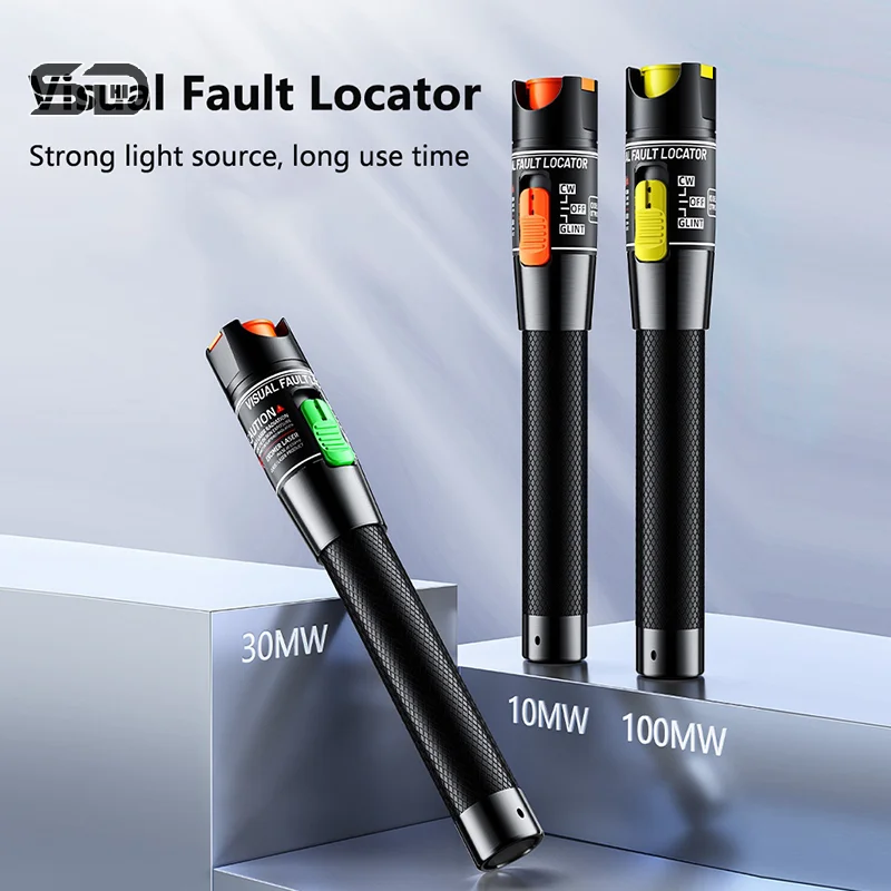 Visual Fault Locator 5MW-100MW Red Laser Pointer Optical Fiber Test Tool Fiber Optic Cable Tester FC/SC/ST Universal Interface