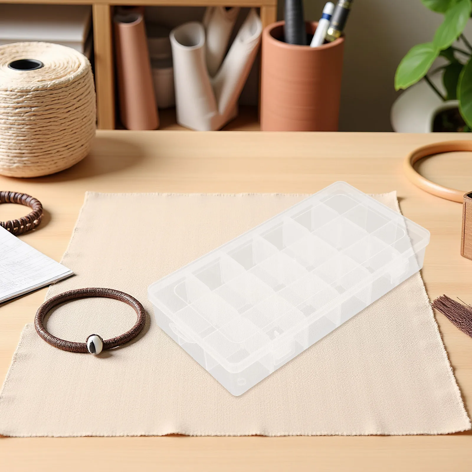 

6Pcs Multi Compartment Storage Box Clear Plastic Organizer with Removable Dividers for Craft Beads Sewing Supplies Washi Tape