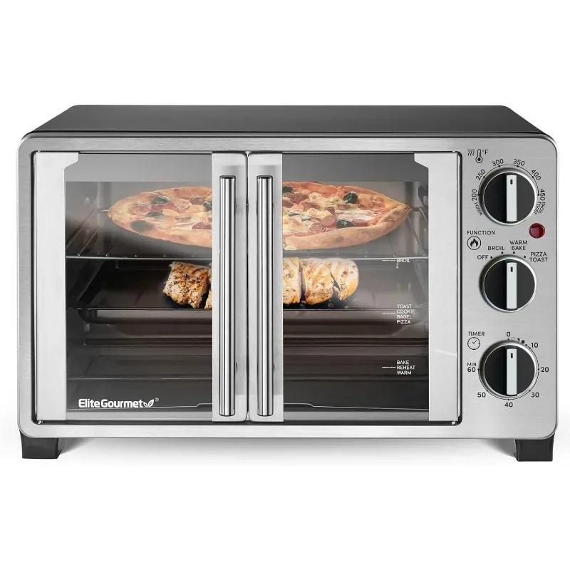 

Double French door countertop oven, bake, broil, toast, keep warm, suitable for 12" pizzas, 25L capacity