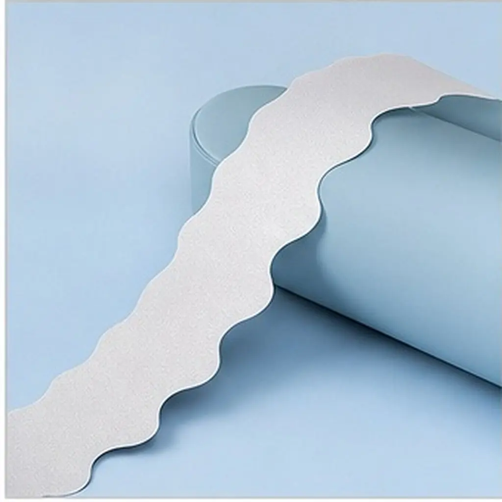 30Sheets Wave Bulletin Board Borders Silver Scalloped 13x3in Blackboard Border Trim Classroom Office Display Decoration Strip