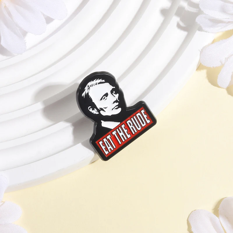EAT The Rude Enamel Pins Famous Classic Terror Crime Movie Character Metal Brooches Lapel Clothes Badge Jewelry Gift for Friend
