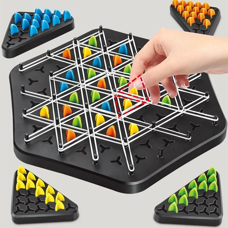 Jeu De Triangle En Chaîne (Triggle) – Jeu De Stratégie Avec élastiques, Plateau 32 Cm, Multijoueurs, En ABS, Développe La Logique Et La Coordination